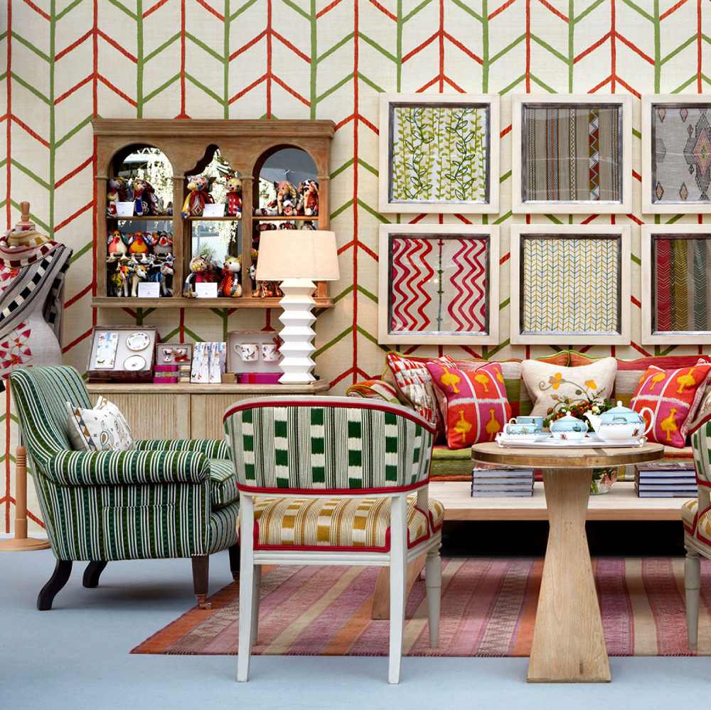 Kit Kemp Loom Weave Fabric in Green norfolktextiles.co.uk